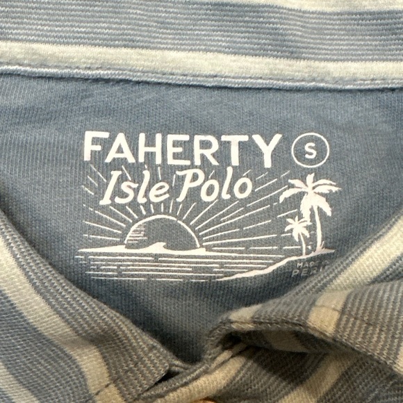Faherty Shirt Mens Small Polo Blue Stripes Isle Polo Preppy‎ Knit Golf New - Picture 3 of 4
